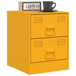 Berkfield Home Bedside Cabinets 2 pcs Yellow 34.5x39x44 cm Steel - thumbnail 3
