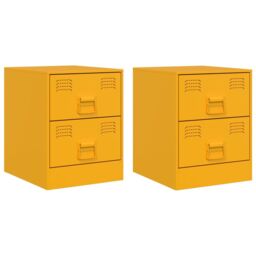 Berkfield Home Bedside Cabinets 2 pcs Yellow 34.5x39x44 cm Steel - thumbnail 2