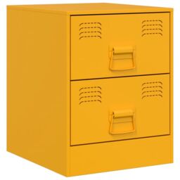 Berkfield Home Bedside Cabinets 2 pcs Yellow 34.5x39x44 cm Steel - thumbnail 6