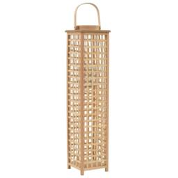 Berkfield Home Hanging Candle Lantern Holder Bamboo Natural in Beige - thumbnail 2