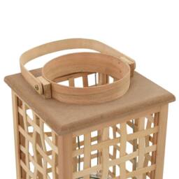 Berkfield Home Hanging Candle Lantern Holder Bamboo Natural in Beige