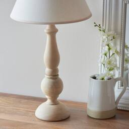 Netlighting Hidcote Wood Table Lamp Fabric Ivy Shade 30cm B22 in White - thumbnail 5