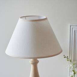 Netlighting Hidcote Wood Table Lamp Fabric Ivy Shade 30cm B22 in White - thumbnail 3