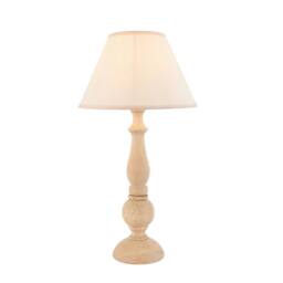 Netlighting Hidcote Wood Table Lamp Fabric Ivy Shade 30cm B22 in White - thumbnail 1