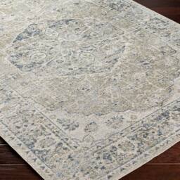 Livabliss Lilian Washable Grey Blue Vintage Traditional Boho Living Dining Rug in Olive - Size: 200 cm x 275 cm - thumbnail 6