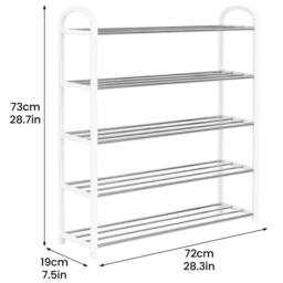 Kelvenix White 5 Tier Metal Shoe Rack Heavy Duty - Size: 0.6m2 - thumbnail 2