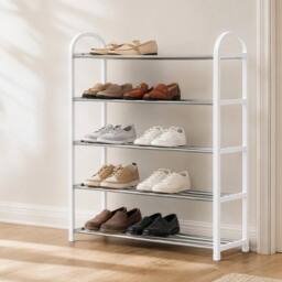 Kelvenix White 5 Tier Metal Shoe Rack Heavy Duty - Size: 0.6m2 - thumbnail 3