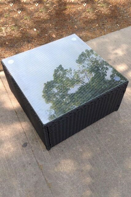 Fimous Square Rattan Coffee Tea Side Table in Black - image 1