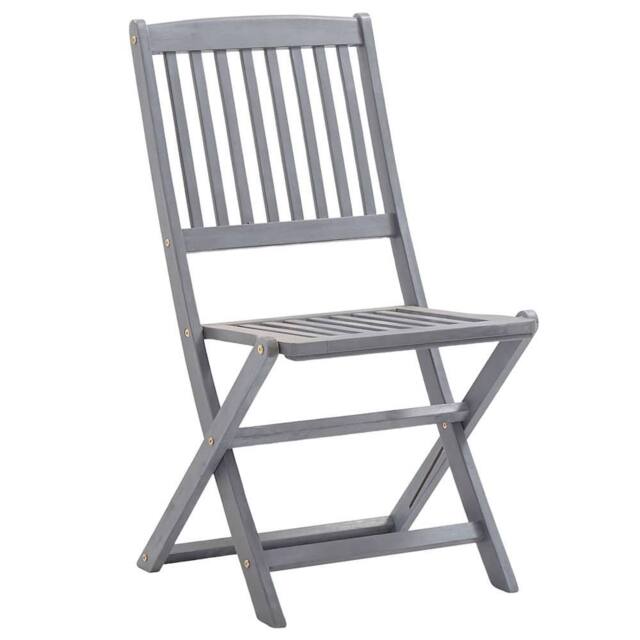 Berkfield Home Folding Outdoor Chairs 4 pcs Solid Acacia Wood in Grey - image 1