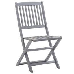 Berkfield Home Folding Outdoor Chairs 4 pcs Solid Acacia Wood in Grey - thumbnail 1