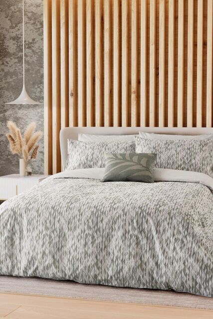 Nalu Nicole Scherzinger 'Dune' Cotton Duvet Cover Set in Green - Size: Super King - image 1