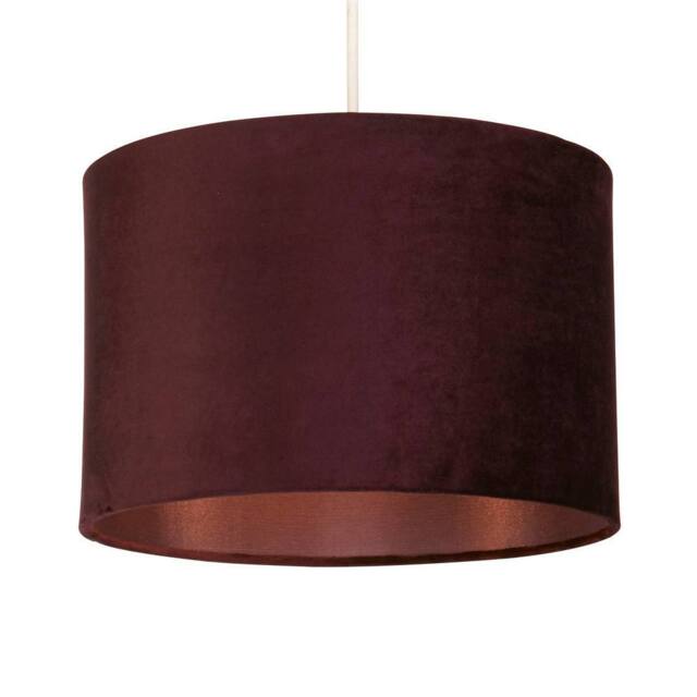 Lighting Collection Plum 30Cm Velvet Drum Shade Silk Liner Lamp Shade - image 1
