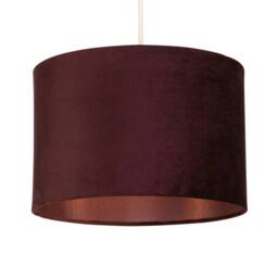 Lighting Collection Plum 30Cm Velvet Drum Shade Silk Liner Lamp Shade - thumbnail 1
