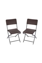 Living and Home Set of 2 Outdoor Rattan Plastic Folding Chairs in Brown - thumbnail 2