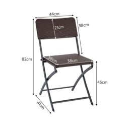 Living and Home Set of 2 Outdoor Rattan Plastic Folding Chairs in Brown - thumbnail 9