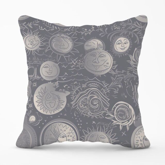 Warren Reed - Designer Sun & Moon in Grey Outdoor Cushion - Size: 45 cm x 45 cm - image 1