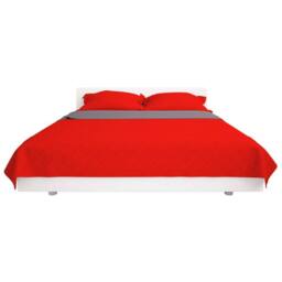 Berkfield Home Decorative Double-sided Quilted Bedspread Red & Grey 220x240 cm
