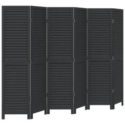 Berkfield Home Room Divider¬†6 Panels Black Solid Wood Paulownia - thumbnail 3