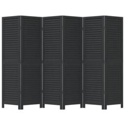 Berkfield Home Room Divider¬†6 Panels Black Solid Wood Paulownia - thumbnail 4