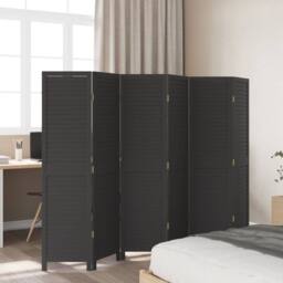 Berkfield Home Room Divider¬†6 Panels Black Solid Wood Paulownia - thumbnail 1