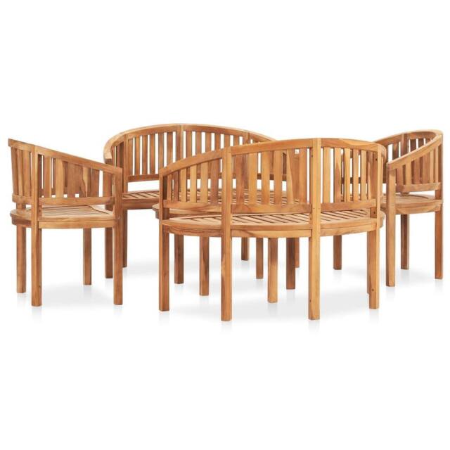 Berkfield Home 5 Piece Banana Garden Lounge Set Solid Teak Wood in Brown - image 1