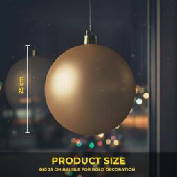 Shatchi 25cm Mat Christmas Bauble - Premium Bauble & Home Décor Ornament in Cream - thumbnail 7