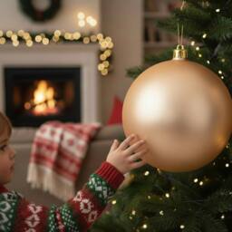 Shatchi 25cm Mat Christmas Bauble - Premium Bauble & Home Décor Ornament in Cream - thumbnail 8