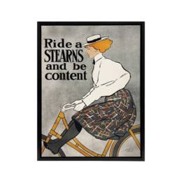 "Artery8 Ride a Stearns Vintage Bicycle Ad Framed Canvas Wall Art Print Penfield in Grey - Size: W12"" x H16""" - thumbnail 1