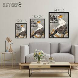 "Artery8 Ride a Stearns Vintage Bicycle Ad Framed Canvas Wall Art Print Penfield in Grey - Size: W12"" x H16""" - thumbnail 4
