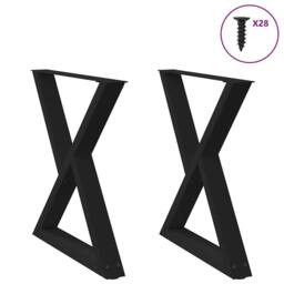Berkfield Home Dining Table Legs 2 pcs Black 70x(72-73.3) cm Steel - thumbnail 2