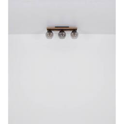 Netlighting Conni Globe Ceiling Light Black Wood Brown Smoke Glass Shade 3x E27 - thumbnail 6