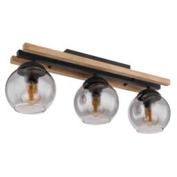 Netlighting Conni Globe Ceiling Light Black Wood Brown Smoke Glass Shade 3x E27 - thumbnail 2