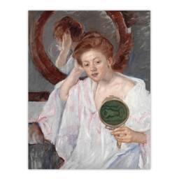 "Artery8 Denise at Her Dressing Table Cassatt Vintage Wall Art Print Poster in Green - Size: W18"" x H24""" - thumbnail 1