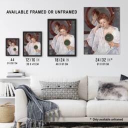 "Artery8 Denise at Her Dressing Table Cassatt Vintage Wall Art Print Poster in Green - Size: W18"" x H24""" - thumbnail 3