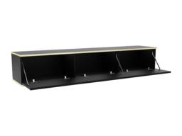 Vente-unique Wall - Mounted TV Unit With 3 MDF Doors - Black & Gold - ALESAR - thumbnail 6