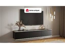 Vente-unique Wall - Mounted TV Unit With 3 MDF Doors - Black & Gold - ALESAR - thumbnail 4