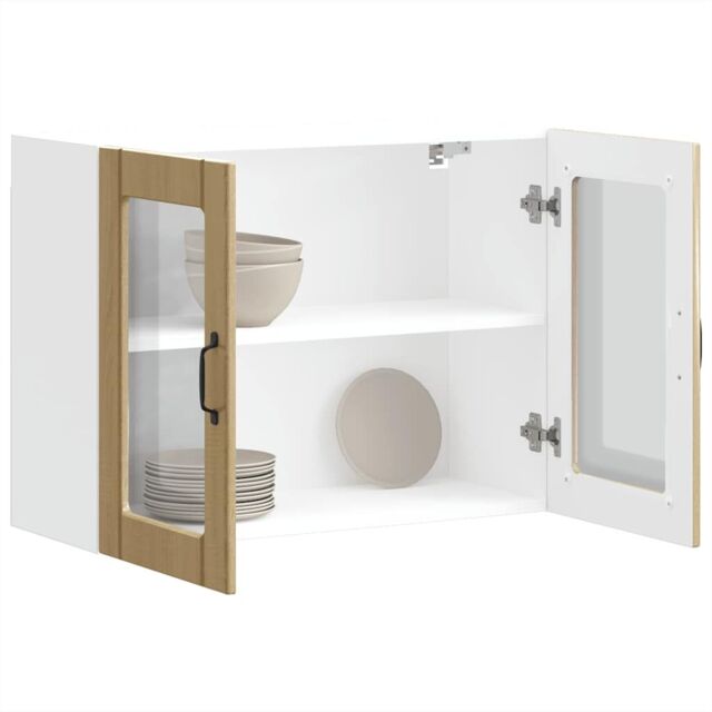 Berkfield Home Kitchen Wall Cabinet with Glass Door Lucca Sonoma Oak Engineered Wood in Brown - image 1