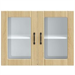 Berkfield Home Kitchen Wall Cabinet with Glass Door Lucca Sonoma Oak Engineered Wood in Brown - thumbnail 6