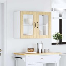Berkfield Home Kitchen Wall Cabinet with Glass Door Lucca Sonoma Oak Engineered Wood in Brown - thumbnail 3