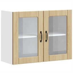 Berkfield Home Kitchen Wall Cabinet with Glass Door Lucca Sonoma Oak Engineered Wood in Brown - thumbnail 2