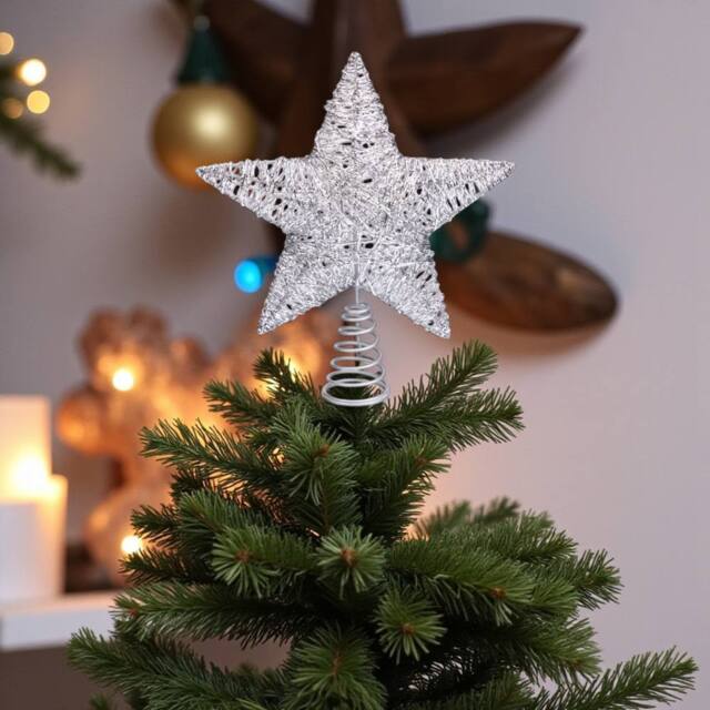 Garden Greatness Dazzling Silver Star Tree Topper - Size: 1 Pack - image 1