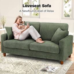 Dprodo 178CM Corduroy Seater Sofa with Extra Deep Seats in Green - Size: 1 Pack - thumbnail 9