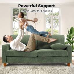 Dprodo 178CM Corduroy Seater Sofa with Extra Deep Seats in Green - Size: 1 Pack - thumbnail 7