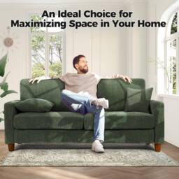 Dprodo 178CM Corduroy Seater Sofa with Extra Deep Seats in Green - Size: 1 Pack - thumbnail 5