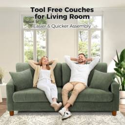 Dprodo 178CM Corduroy Seater Sofa with Extra Deep Seats in Green - Size: 1 Pack - thumbnail 6