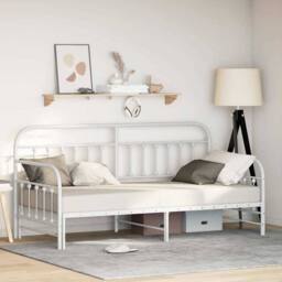 Berkfield Home Daybed Frame with Trundle White 90x200 cm Steel - thumbnail 2