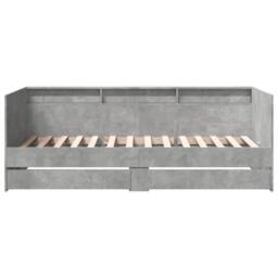 Berkfield Home Versatile Daybed w/Drawers Frame Concrete Grey 75x190 cm Small Single - thumbnail 4