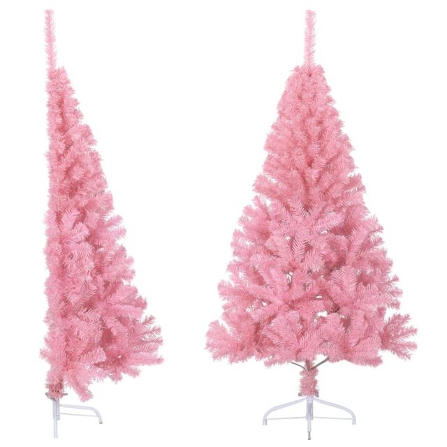 Berkfield Home Artificial Half Christmas Tree with Stand Pink 150 cm PVC - image 1