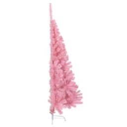 Berkfield Home Artificial Half Christmas Tree with Stand Pink 150 cm PVC - thumbnail 4