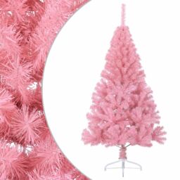 Berkfield Home Artificial Half Christmas Tree with Stand Pink 150 cm PVC - thumbnail 2